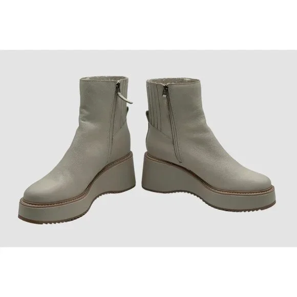 Dolce Vita Hilde Women’s Ankle Boots Ivory Leather Wedge Platform Size 9.5 NWOB - Picture 2 of 9